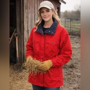 London Fog Vintage Red Parka Jacket Women’s 10 | Removable Liner | Hood Snaps